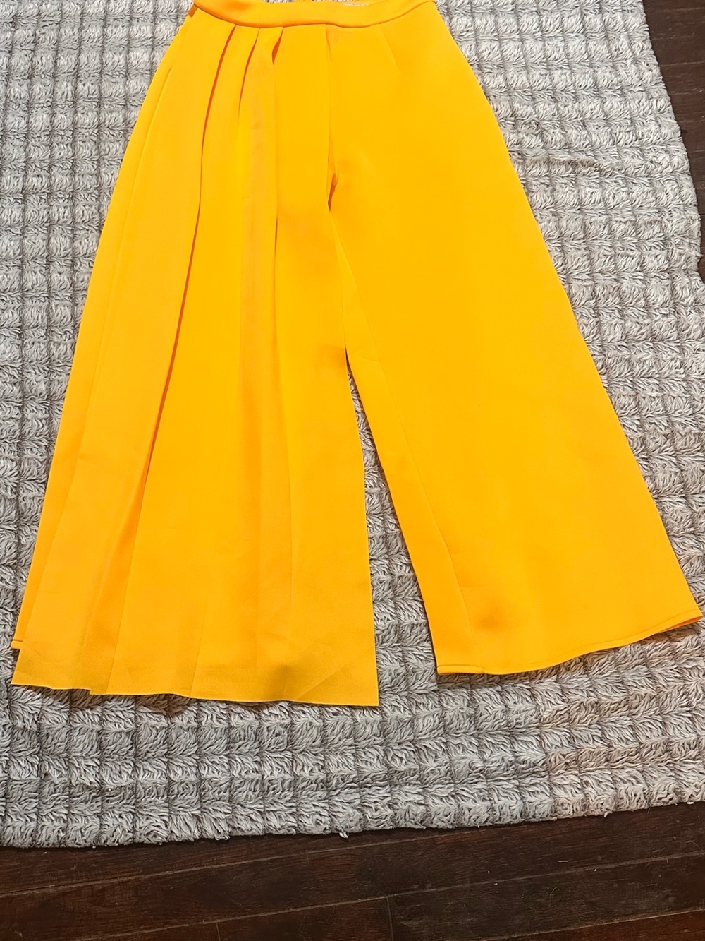 Aomei Bright Golden Yellow Pleated Wide Leg Palazzo Pants Size XL